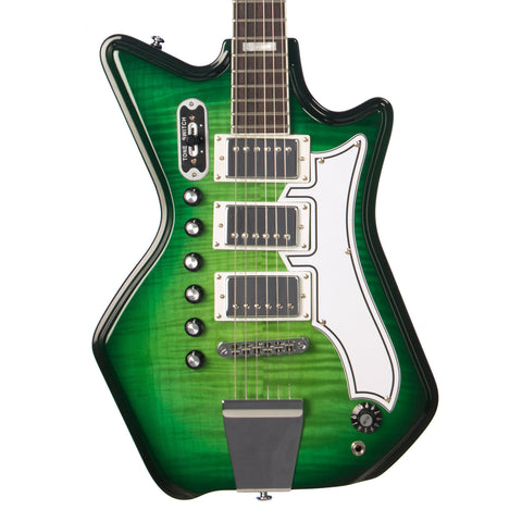 Airline Guitars Jetsons 3P FM - Greenburst Flame - Tone Chambered Electric - NEW!