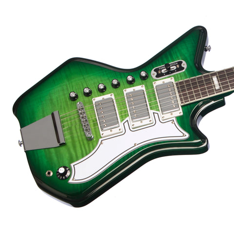 Airline Guitars Jetsons 3P FM - Greenburst Flame - Tone Chambered Electric - NEW!